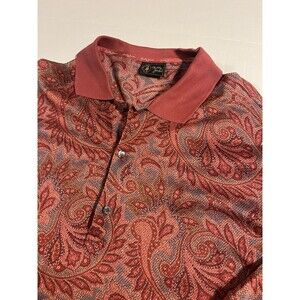 VINTAGE Bobby Jones Collection Paisley Floral Golf Polo Shirt XL Italy 90’s VTG